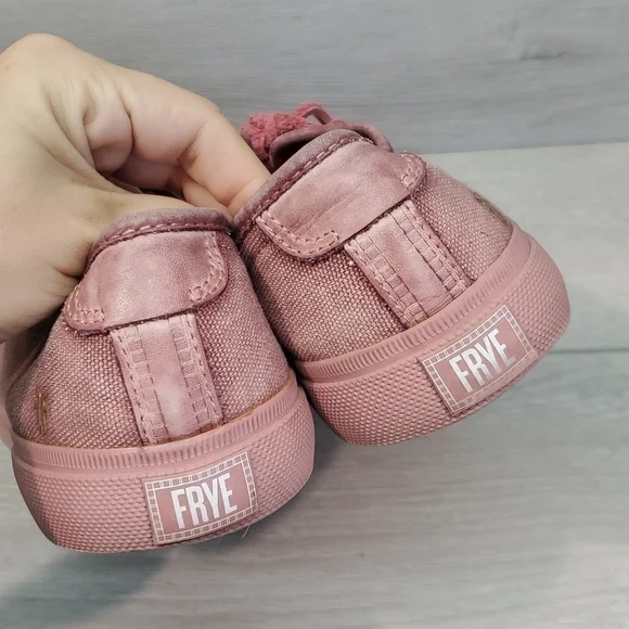 Frye Womens Pink Gia Canvas Lace Up Sneakers shoes sz 9M